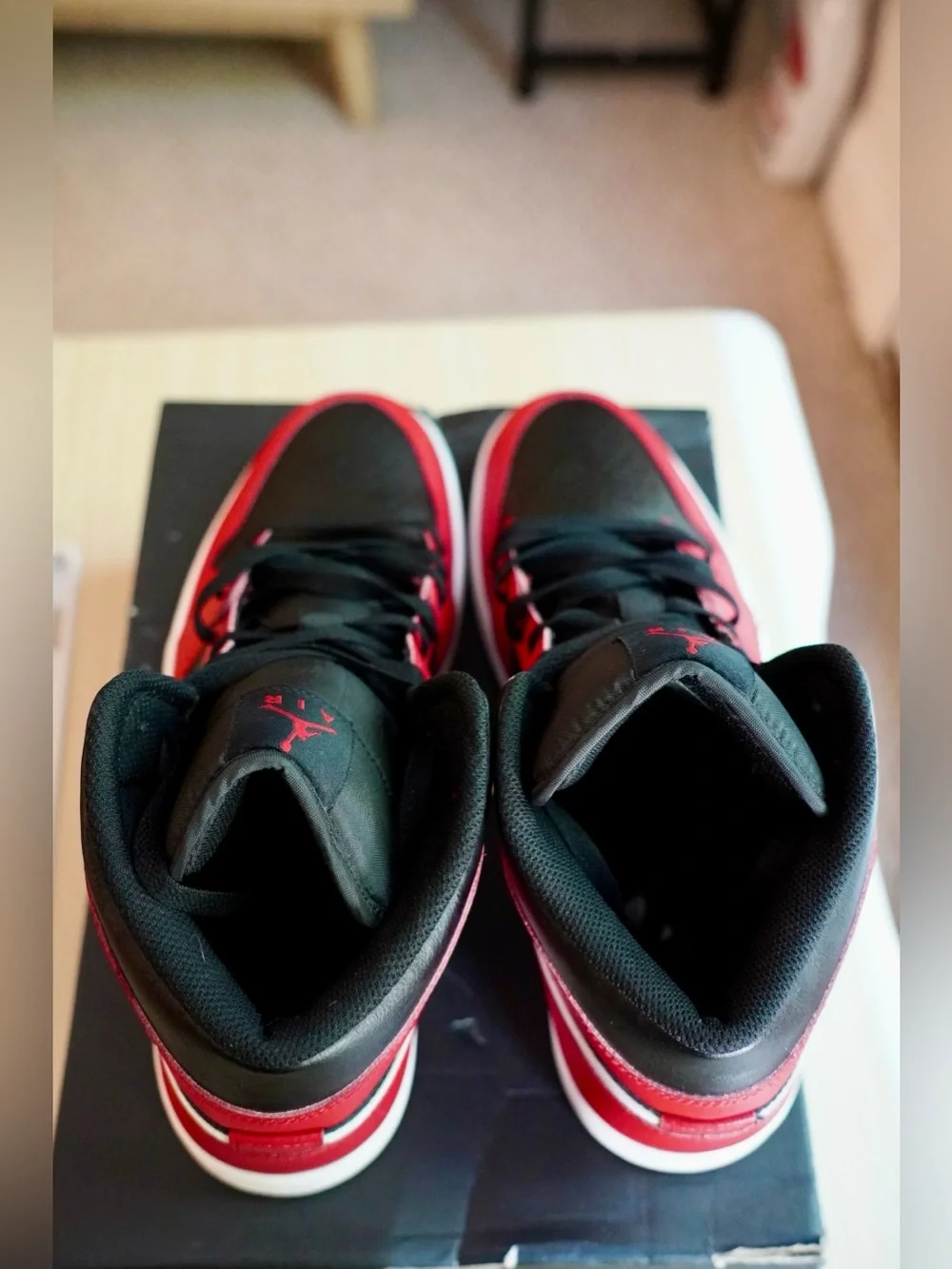 Jordan Air Retro High Top Sneakers Red and Black